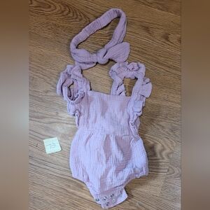 Purple Bubble Romper with Matching Bow Hobby Lobby 3-6 months Adjustable